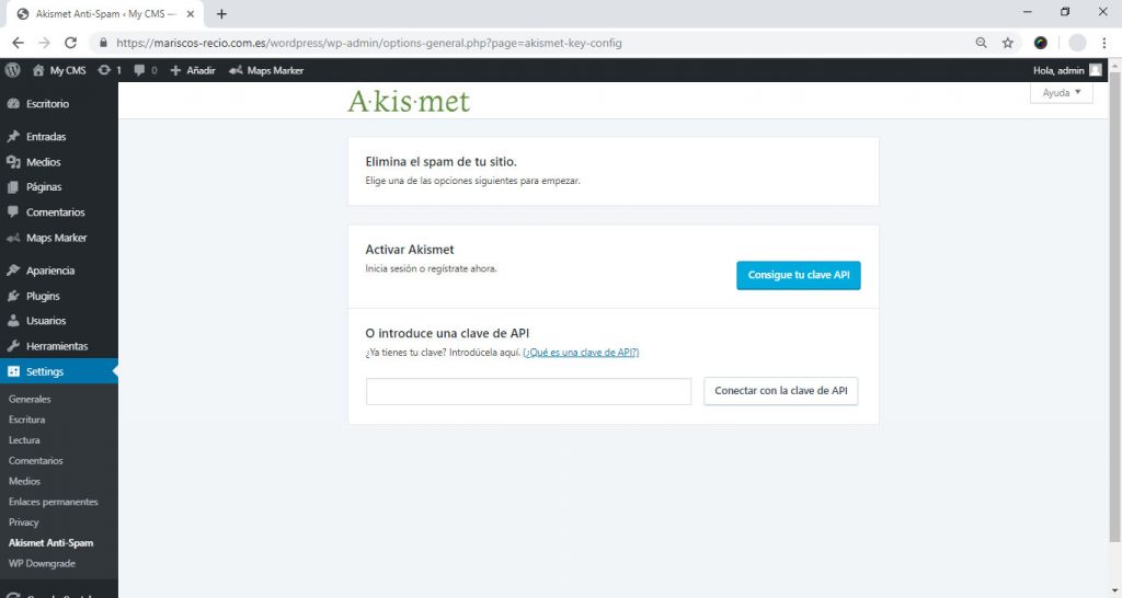Activando Akismet en nuestro WordPress