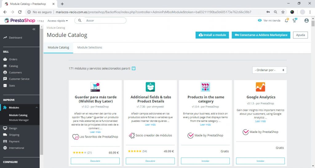 Instalando el módulo Analytics en Prestashop 1.7