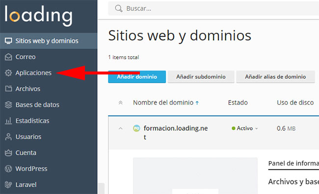 aplicaciones plesk loading 