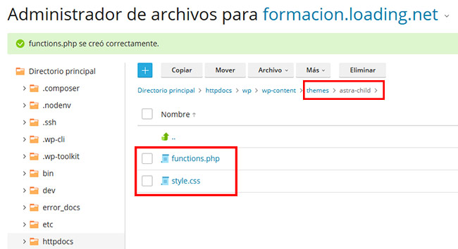 crear archivos functions style