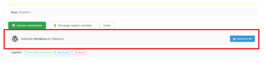 Base de datos de WordPress detectada