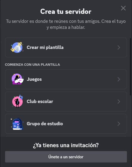 Plantillas servidor Discord