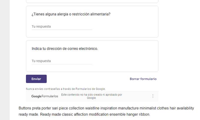 ejemplo formulario Google en wordpress