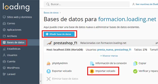 importar base datos
