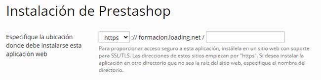 instalacion prestashop dominio principal