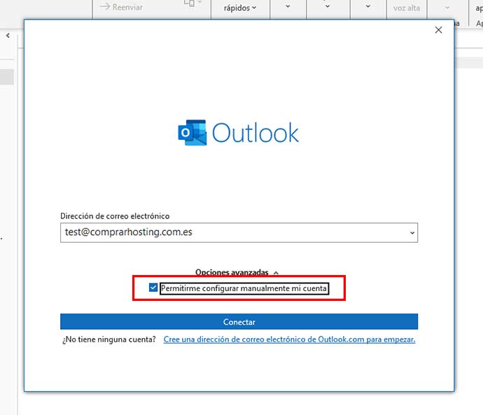 outlook configuración manual