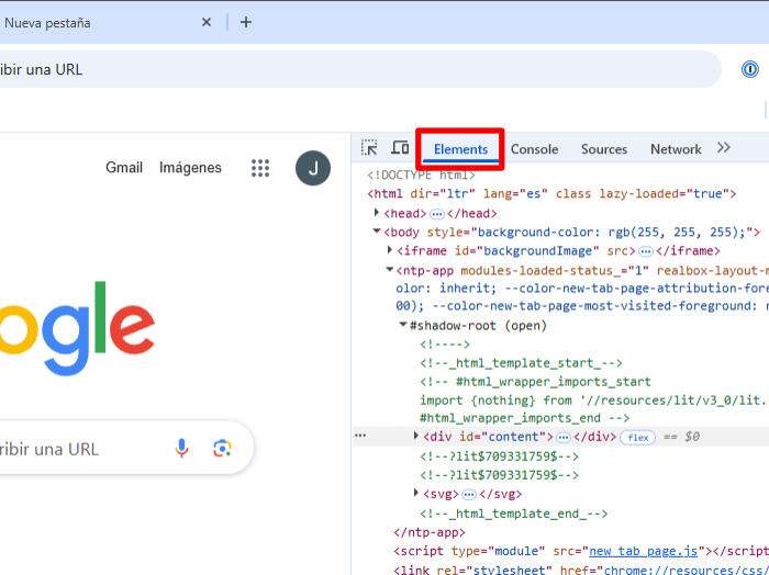 panel elements inspeccionar elementos