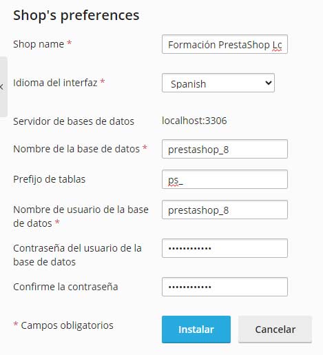 preferencias tienda prestashop