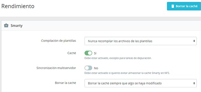 Caché Smarty PrestaShop