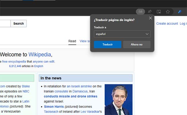 traducir web edge