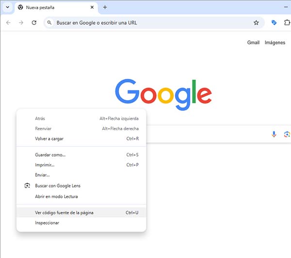 ver codigo fuente chrome