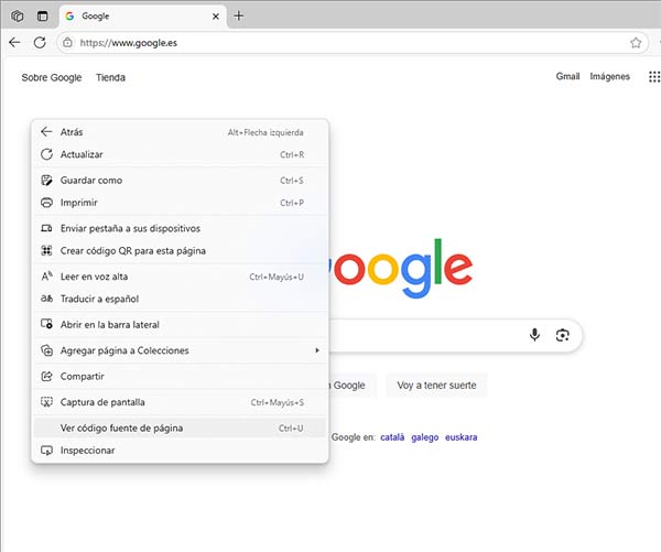 ver codigo fuente edge