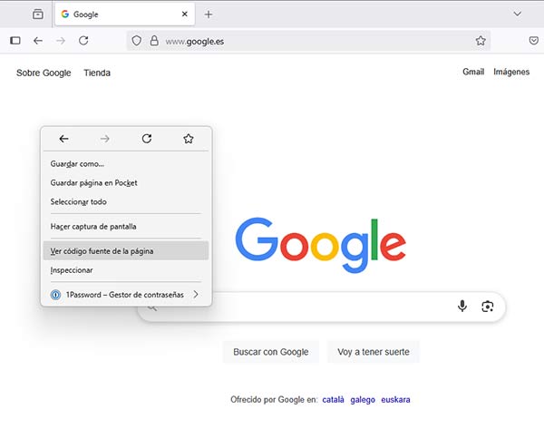 ver codigo fuente firefox